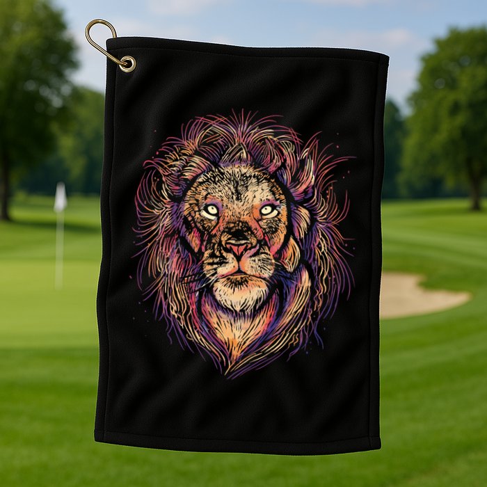 Colorful Lion Abstract Golf Towel