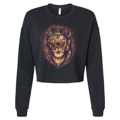 Colorful Lion Abstract Cropped Pullover Crew