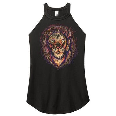 Colorful Lion Abstract Women's Perfect Tri Rocker Tank