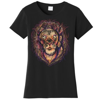 Colorful Lion Abstract Women's T-Shirt