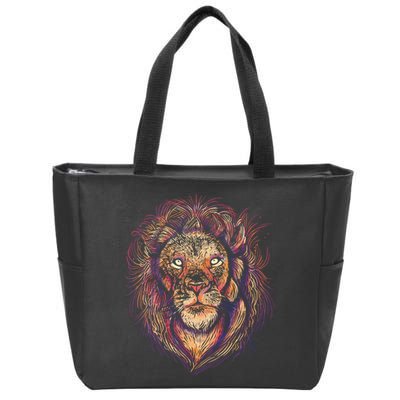 Colorful Lion Abstract Zip Tote Bag