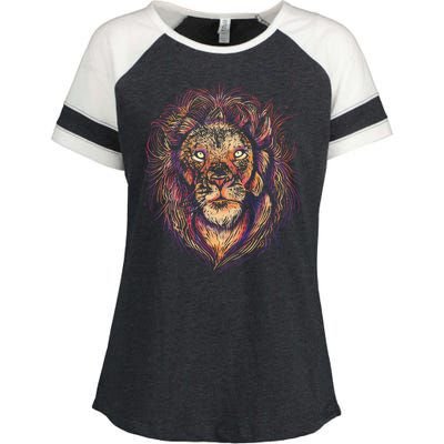 Colorful Lion Abstract Enza Ladies Jersey Colorblock Tee