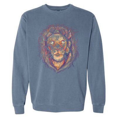 Colorful Lion Abstract Garment-Dyed Sweatshirt