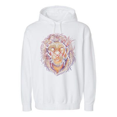 Colorful Lion Abstract Garment-Dyed Fleece Hoodie