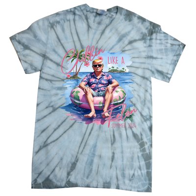 Chillin Like A Felon Funny Trump For President Summer 2024 Tie-Dye T-Shirt