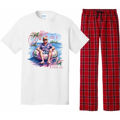 Chillin Like A Felon Funny Trump For President Summer 2024 Pajama Set