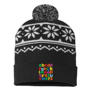 Colorful Letters Alphabet Learning Abcs USA-Made Snowflake Beanie