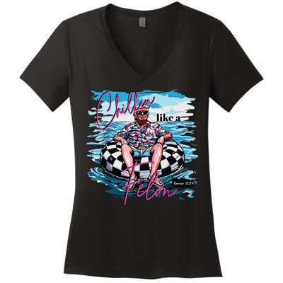 Chillin Like A Felon Women's V-Neck T-Shirt