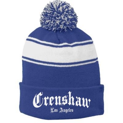 Crenshaw Los Angeles California Hood Stripe Pom Pom Beanie