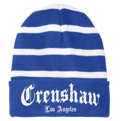 Crenshaw Los Angeles California Hood Striped Beanie with Solid Band