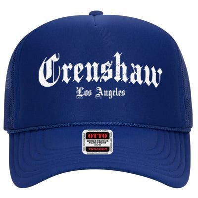 Crenshaw Los Angeles California Hood High Crown Mesh Back Trucker Hat