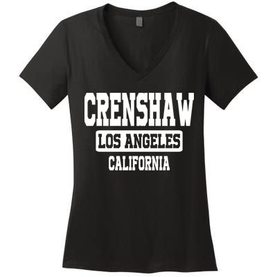 Crenshaw Los Angeles California South Central Hip Hop Gangsta Rap Women's V-Neck T-Shirt