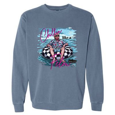 Chillin Like A Felon Retro Pink Summer Funny Trump 2024 Garment-Dyed Sweatshirt