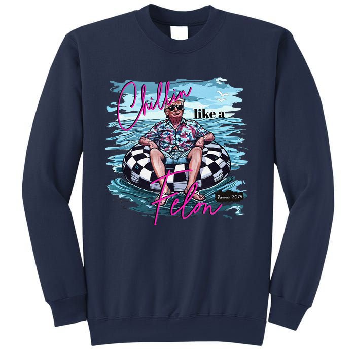 Chillin Like A Felon Retro Pink Summer Funny Trump 2024 Sweatshirt