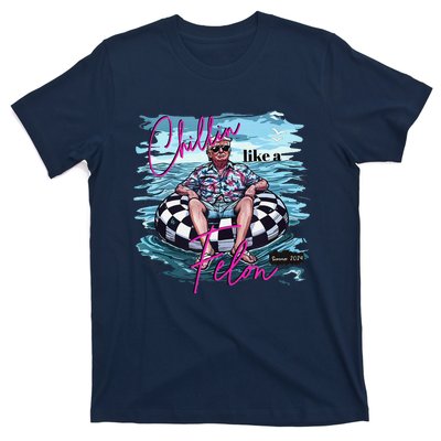 Chillin Like A Felon Retro Pink Summer Funny Trump 2024 T-Shirt