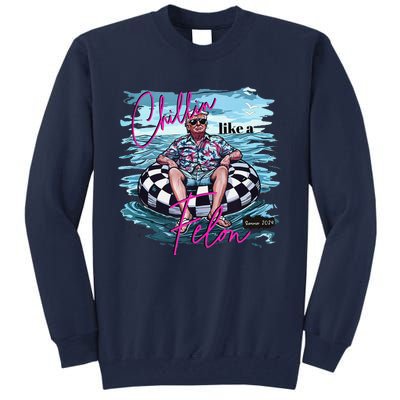 Chillin Like A Felon Retro Pink Summer Funny Trump 2024 Tall Sweatshirt