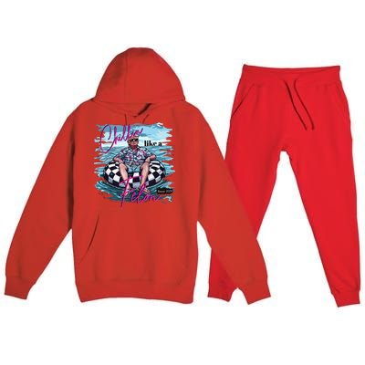 Chillin Like A Felon Retro Pink Summer Funny Trump 2024 Premium Hooded Sweatsuit Set