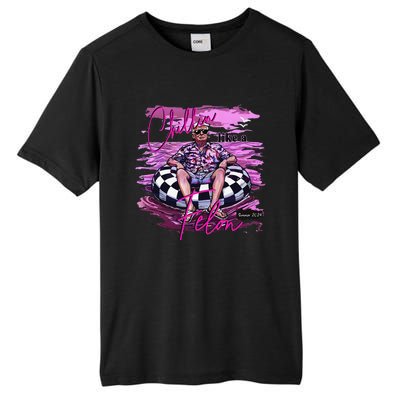 Chillin Like A Felon Retro Summer Pink Funny Trump 2024 Tall Fusion ChromaSoft Performance T-Shirt