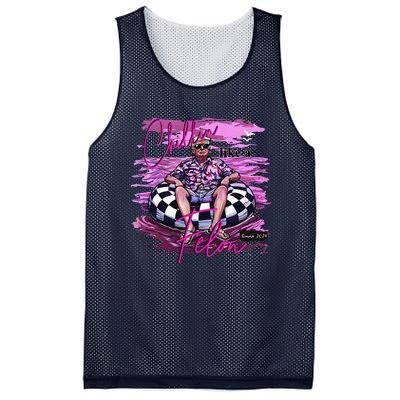 Chillin Like A Felon Retro Summer Pink Funny Trump 2024 Mesh Reversible Basketball Jersey Tank