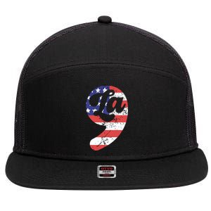 Comma La American Flag Kamala Harris 7 Panel Mesh Trucker Snapback Hat