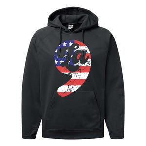 Comma La American Flag Kamala Harris Performance Fleece Hoodie