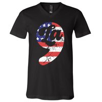 Comma La American Flag Kamala Harris V-Neck T-Shirt