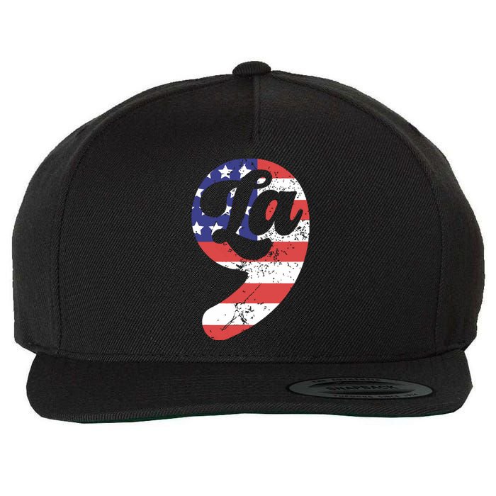 Comma La American Flag Kamala Harris Wool Snapback Cap