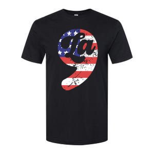 Comma La American Flag Kamala Harris Softstyle CVC T-Shirt