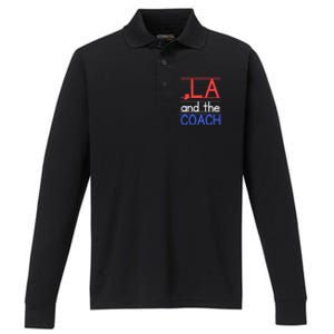 Comma La And The Coach Harris Walz 2024 Educators Performance Long Sleeve Polo