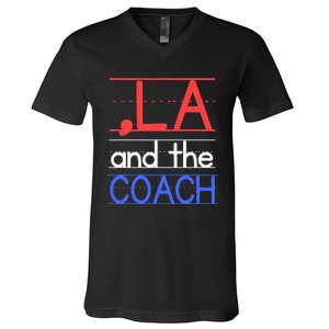 Comma La And The Coach Harris Walz 2024 Educators V-Neck T-Shirt