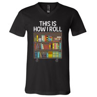 Cute Library Art For  Book Reader School Librarian V-Neck T-Shirt