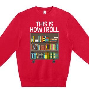 Cute Library Art For  Book Reader School Librarian Premium Crewneck Sweatshirt