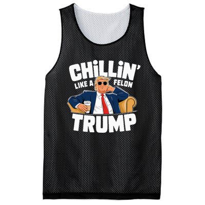 Chillin Like A Felon Trump Funny Political Election Mesh Reversible Basketball Jersey Tank