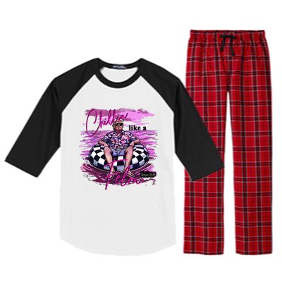 Chillin Like A Felon Retro Summer Pink Raglan Sleeve Pajama Set