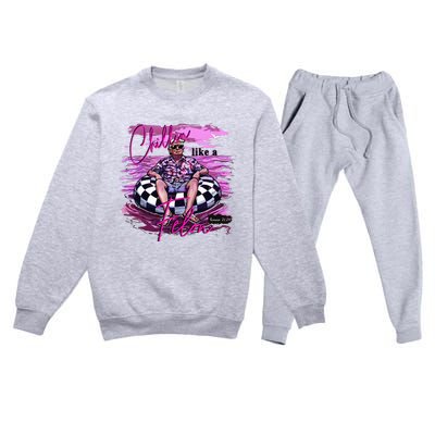 Chillin Like A Felon Retro Summer Pink Premium Crewneck Sweatsuit Set