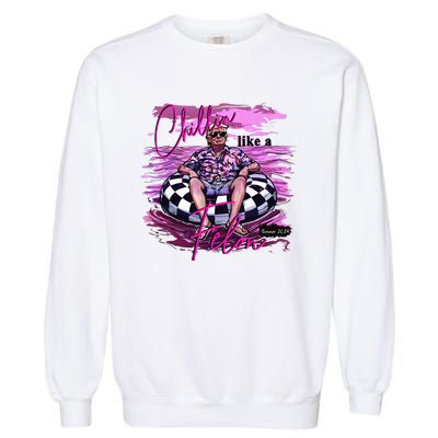 Chillin Like A Felon Retro Summer Pink Garment-Dyed Sweatshirt