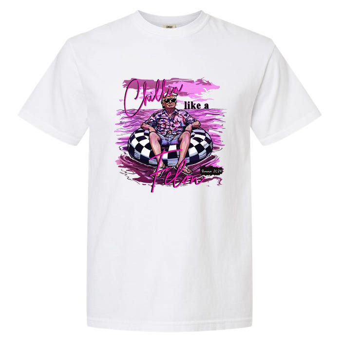 Chillin Like A Felon Retro Summer Pink Garment-Dyed Heavyweight T-Shirt