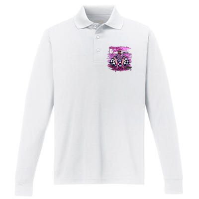 Chillin Like A Felon Retro Summer Pink Performance Long Sleeve Polo