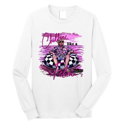 Chillin Like A Felon Retro Summer Pink Long Sleeve Shirt