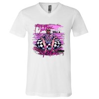 Chillin Like A Felon Retro Summer Pink V-Neck T-Shirt