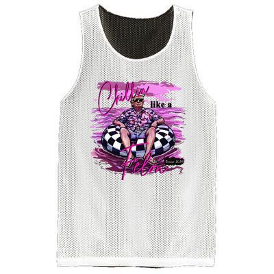 Chillin Like A Felon Retro Summer Pink Mesh Reversible Basketball Jersey Tank