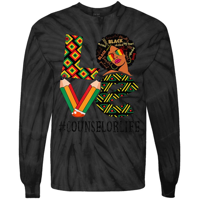 Counselor Love Afro African American Black History Month Tie-Dye Long Sleeve Shirt