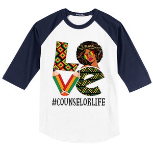 Counselor Love Afro African American Black History Month Baseball Sleeve Shirt