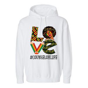 Counselor Love Afro African American Black History Month Garment-Dyed Fleece Hoodie