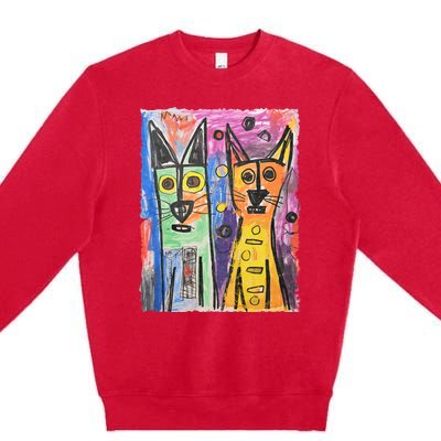 Cat Lover Art For Cat DadS Cat MomS Premium Crewneck Sweatshirt