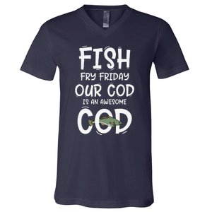 Catholic Lent And Easter Christian Lenten Fish Fry Friday V-Neck T-Shirt