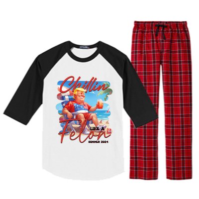 Chillin Like A Felon Funny Donald Trump Summer 2024 Patriotic 4th Of July Raglan Sleeve Pajama Set