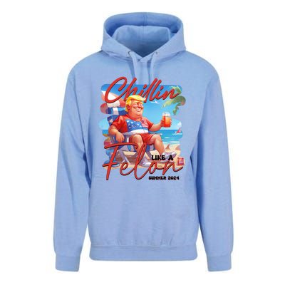 Chillin Like A Felon Funny Donald Trump Summer 2024 Patriotic 4th Of July Unisex Surf Hoodie