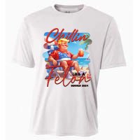 Chillin Like A Felon Funny Donald Trump Summer 2024 Patriotic 4th Of July Cooling Performance Crew T-Shirt