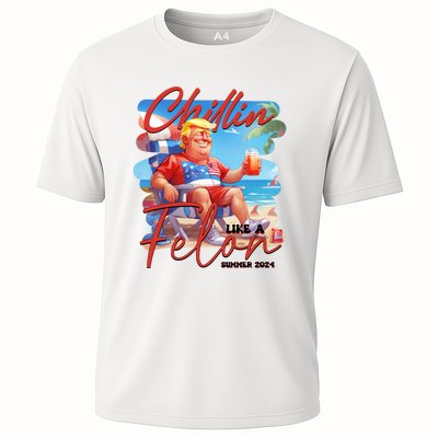 Chillin Like A Felon Funny Donald Trump Summer 2024 Patriotic 4th Of July Cooling Performance Crew T-Shirt